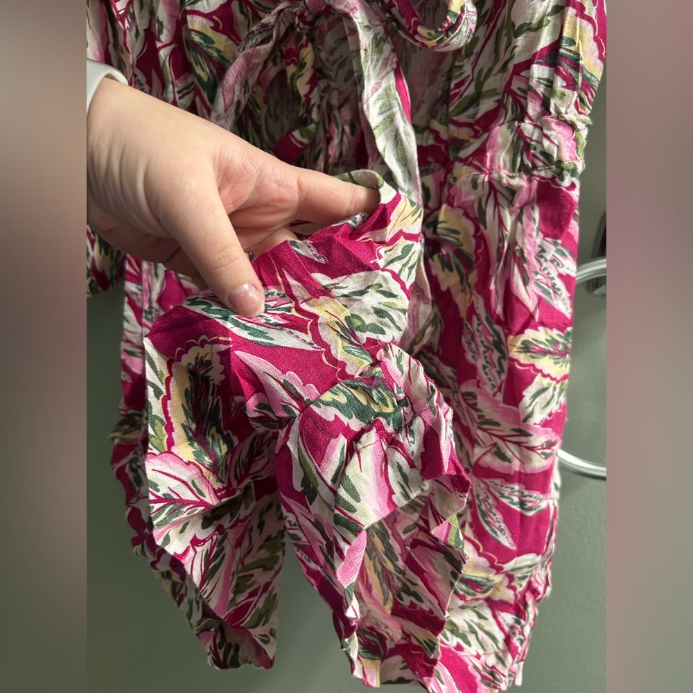 NWT LOFT beach linen romper tropical - Picture 6 of 9